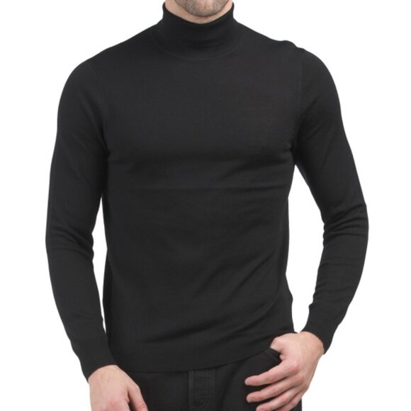 NEW LACHLAN Merino Wool Turtleneck Sweater black for men 362tn